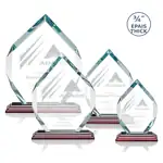 Trophée Royal Diamond en cristal Starfire sur socle Albion à fini bois de rose - Gravure