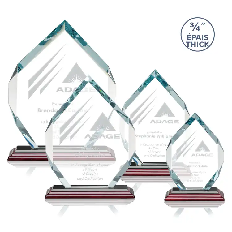 Royal Diamond Starfire Crystal Award on Rosewood-Finish Albion Base - Deep Etch