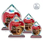 Trophée Royal Diamond en cristal Starfire sur socle Albion à fini bois de rose - Multicolore