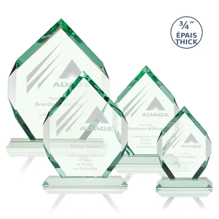 Royal Diamond Jade Glass Award - Deep Etch