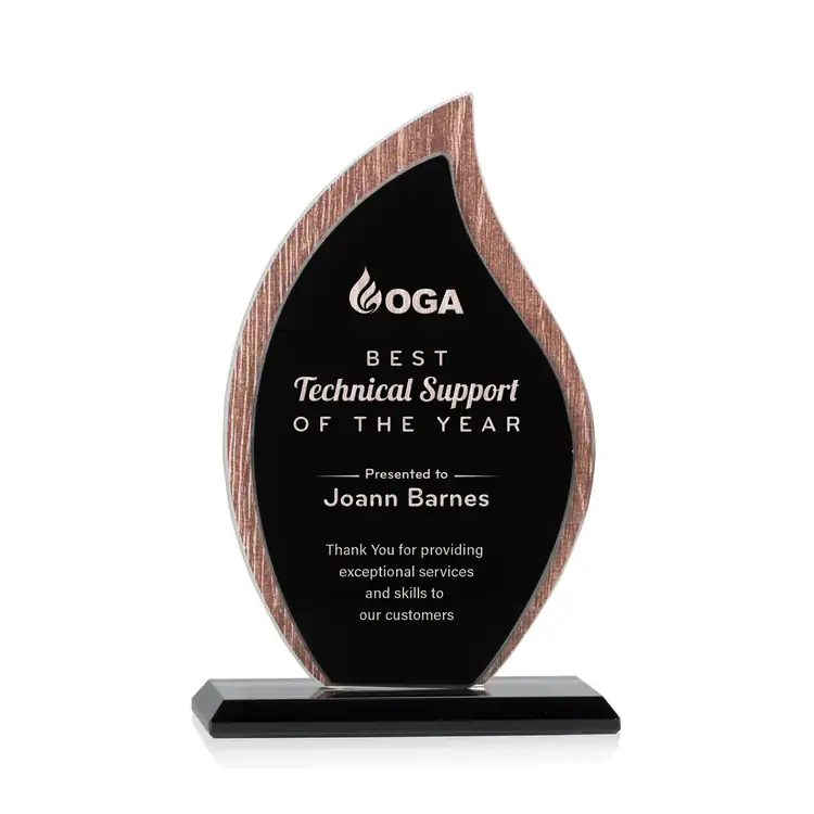 Scollard Wood and Crystal Flame Award - Laser Engraved #2