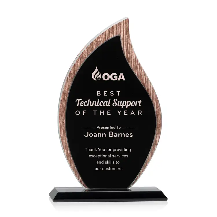 Scollard Wood and Crystal Flame Award - Laser Engraved #3