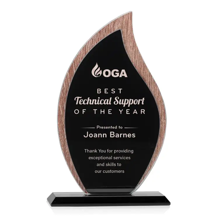 Scollard Wood and Crystal Flame Award - Laser Engraved #4