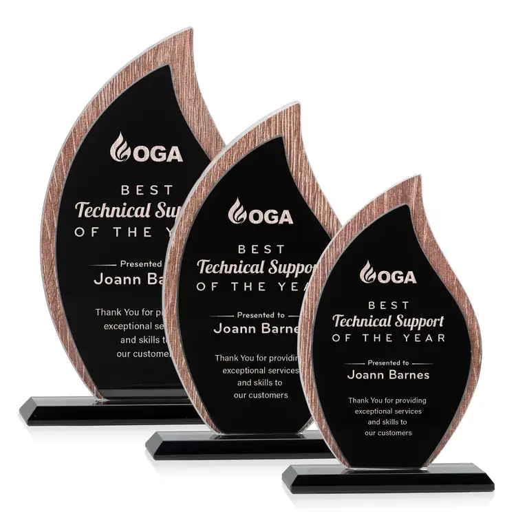 Scollard Wood and Crystal Flame Award - Laser Engraved
