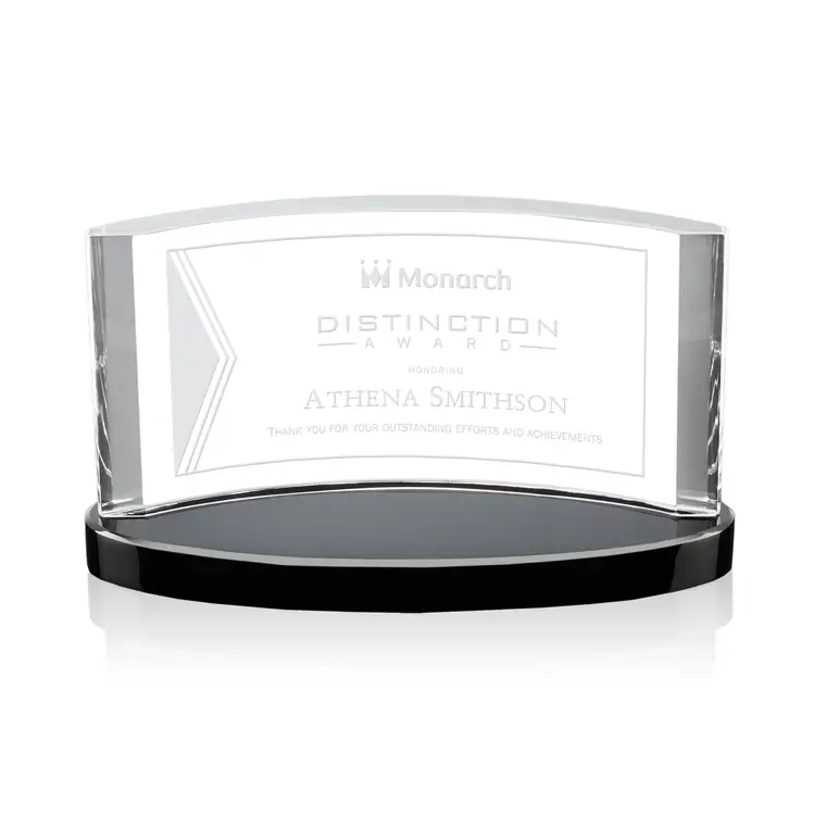 Scottsdale Curved Optical Crystal Award on Black Base #2