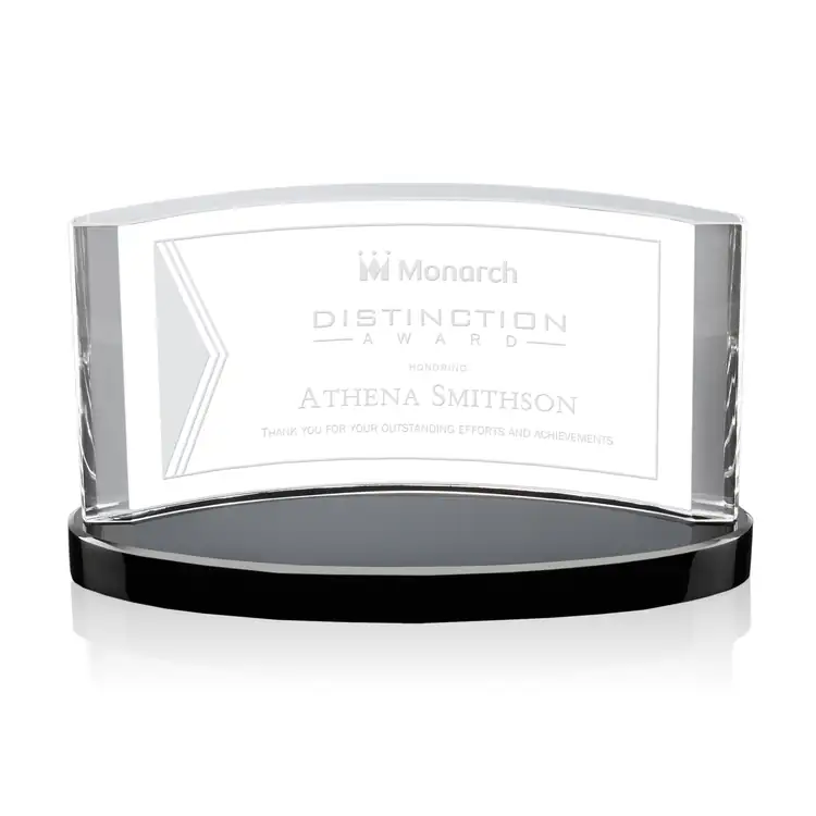 Scottsdale Curved Optical Crystal Award on Black Base #3