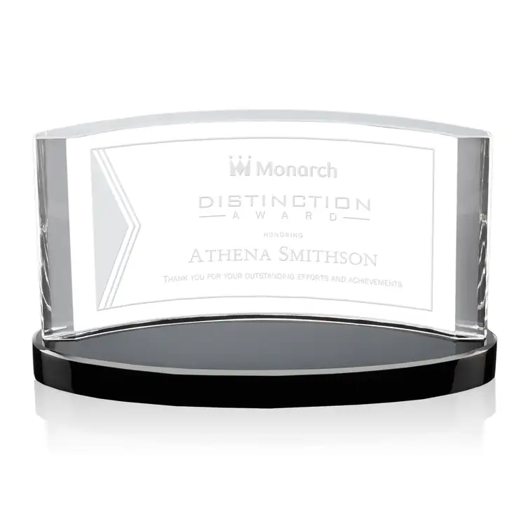 Scottsdale Curved Optical Crystal Award on Black Base #4