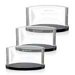 Trophée Scottsdale en cristal optique incurvé sur socle noir
