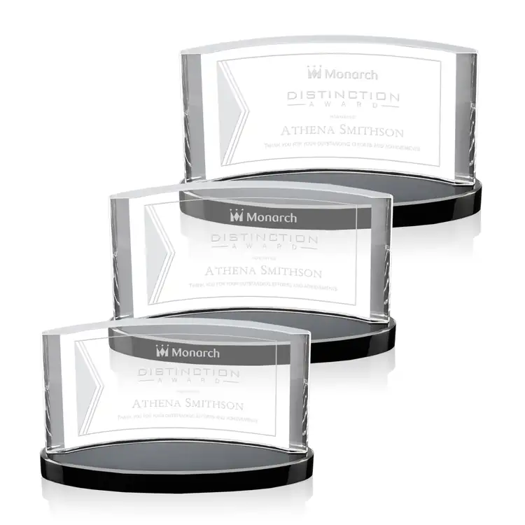 Scottsdale Curved Optical Crystal Award on Black Base