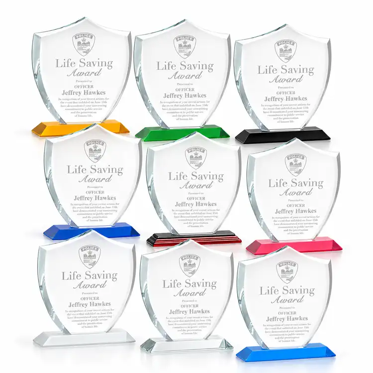 Scudo Shield Award - Starfire Crystal - Engraved