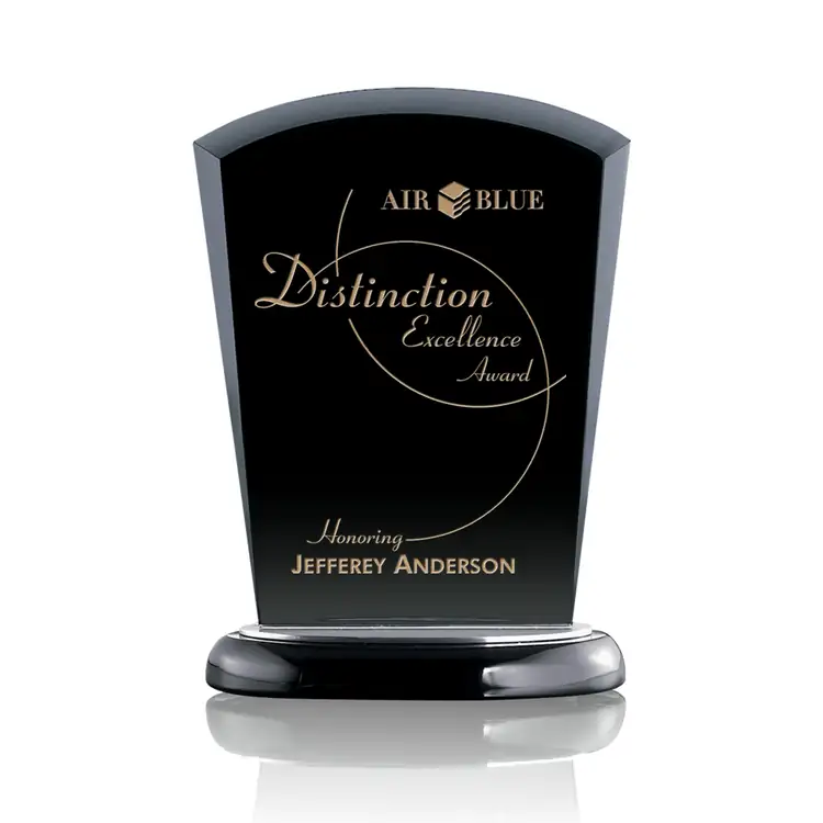 Solomon Black Starfire Crystal Award - Deep Etch #3
