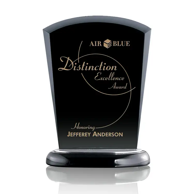 Solomon Black Starfire Crystal Award - Deep Etch #4