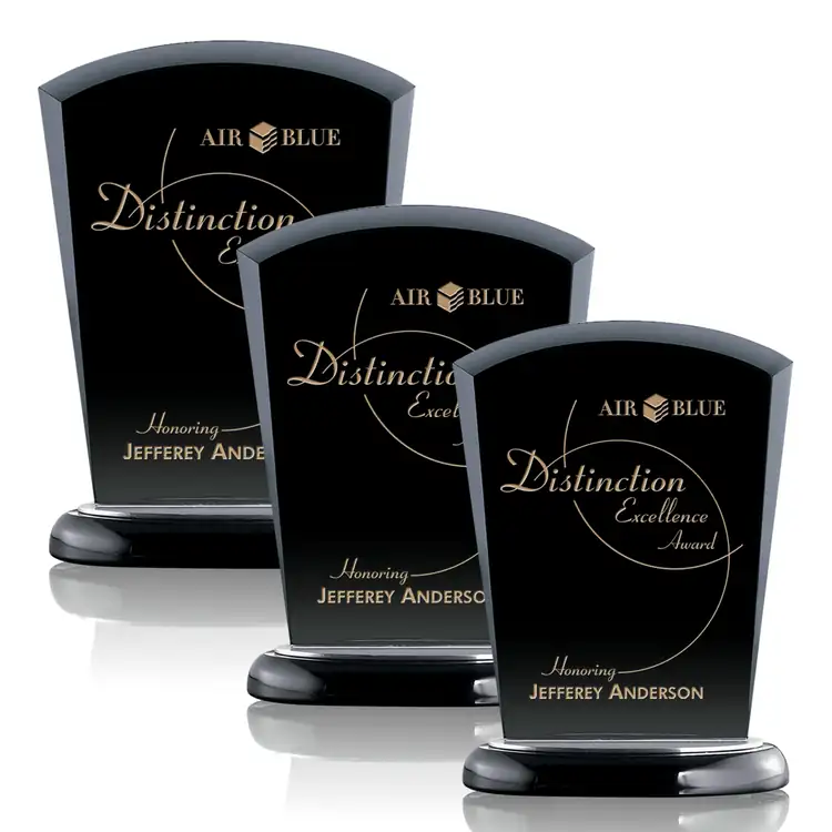 Solomon Black Starfire Crystal Award - Deep Etch