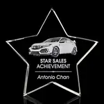 Trophée Standing Star en cristal optique - Gravure 3D