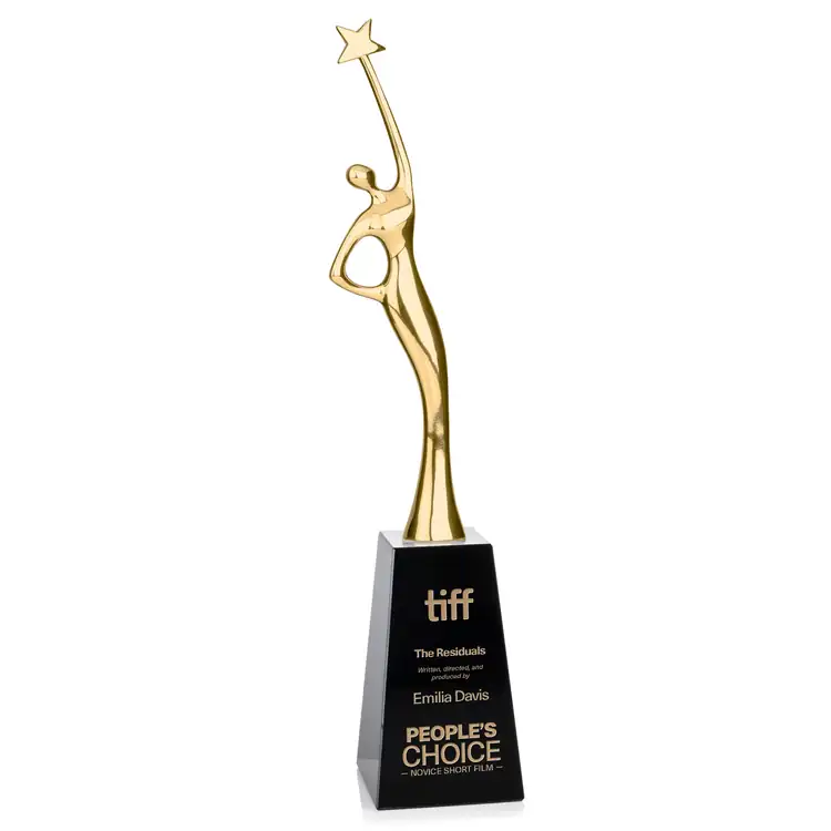 Star Goddess Metal and Crystal Award on Black Base - Laser Engraving #2