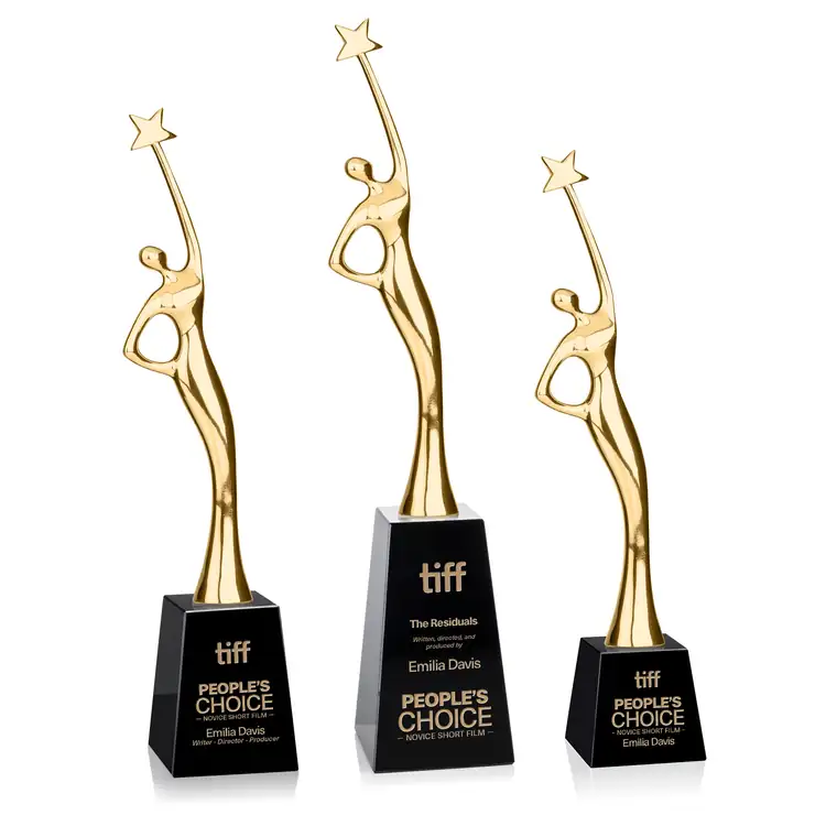 Star Goddess Metal and Crystal Award on Black Base - Laser Engraving