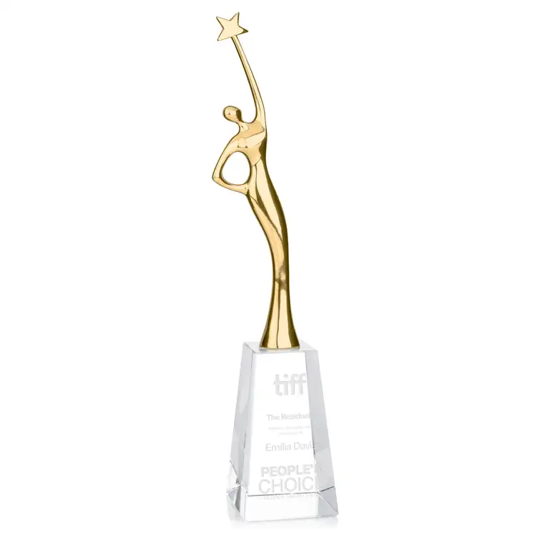 Star Goddess Metal and Crystal Award on Clear Base - Deep Etch #2