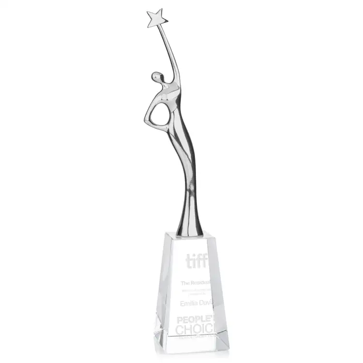 Star Goddess Metal and Crystal Award on Clear Base - Deep Etch #3