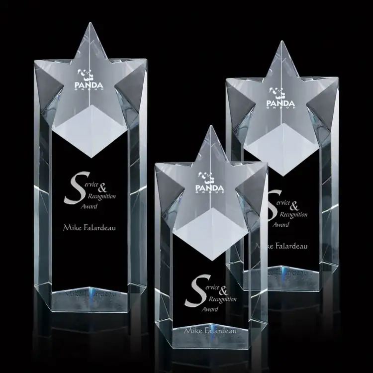 Star Tower Crystal Award - Deep Etch