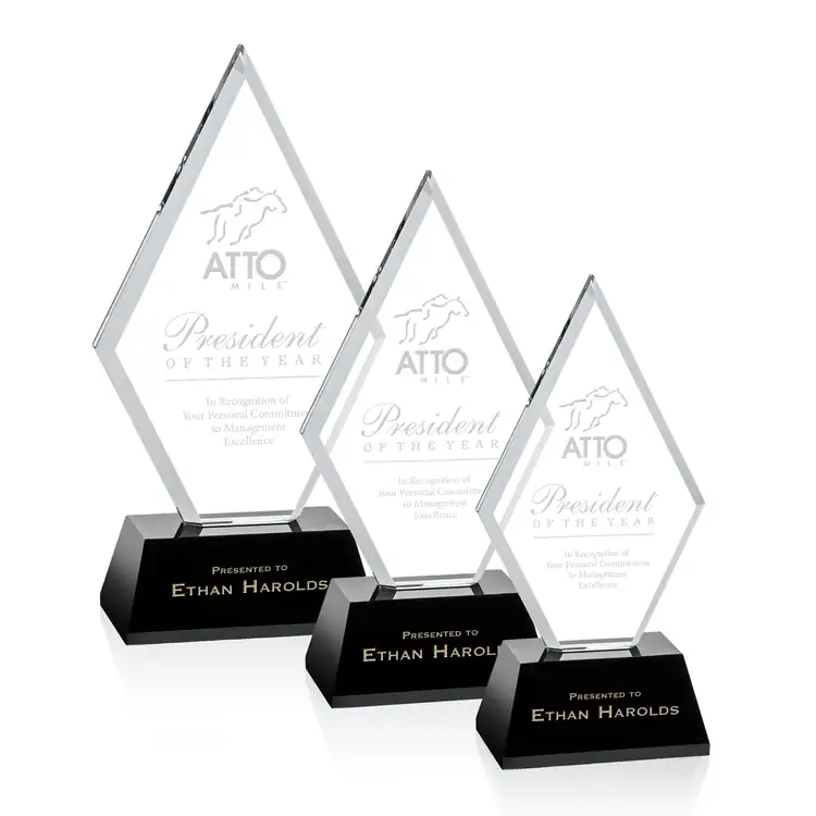 Strabane Optical Crystal Award on Black Base