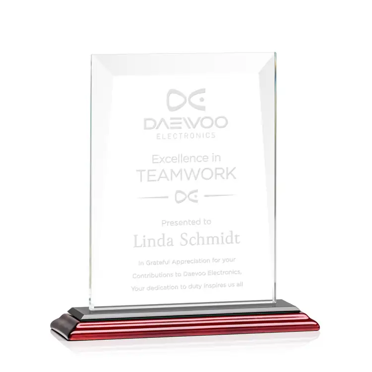 Sullivan Starfire Crystal Award on Rosewood Base - Deep Etch #4