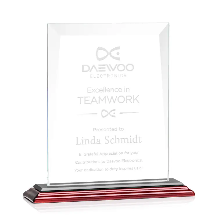 Sullivan Starfire Crystal Award on Rosewood Base - Deep Etch #5