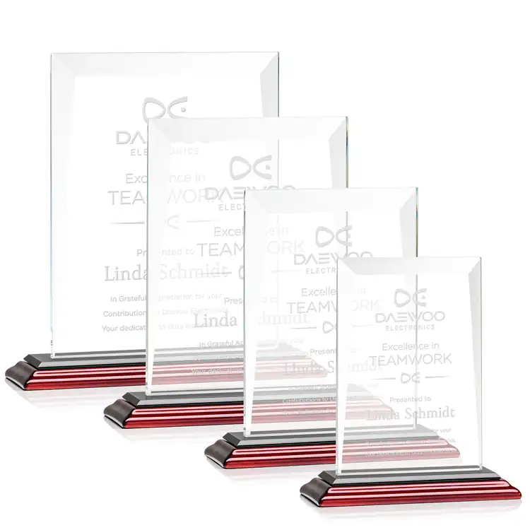 Sullivan Starfire Crystal Award on Rosewood Base - Deep Etch