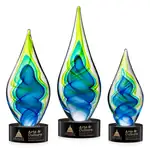 Trophée Sunnidale en verre d’art - Goutte sur socle Marvel noir ou bleu - Gravure