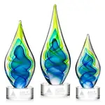 Trophée Sunnidale en verre d’art - Goutte sur socle Marvel transparent - Gravure