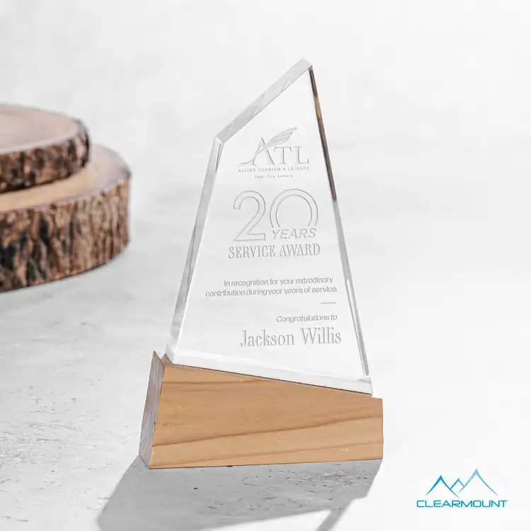 Terra Acrylic Award on Wood Base #3