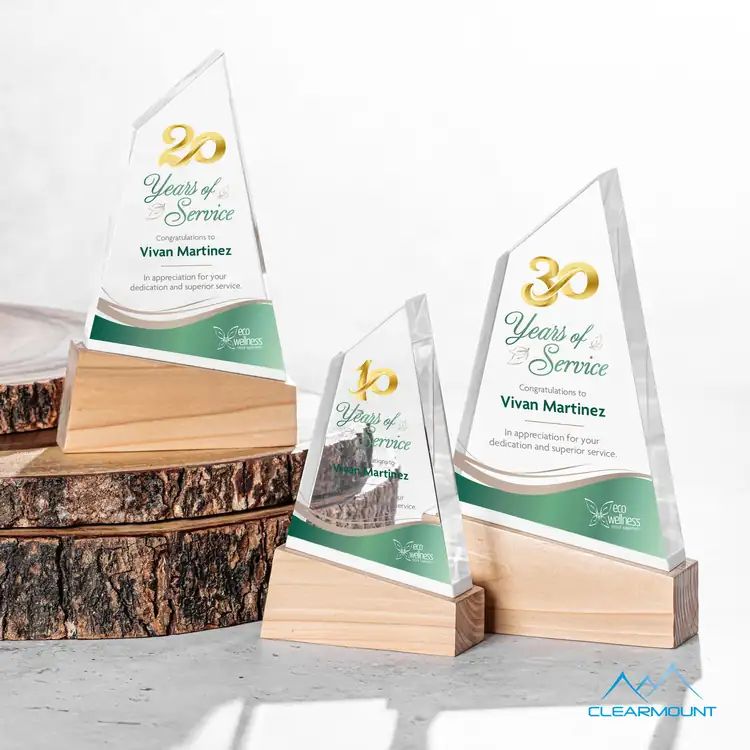 Terra Acrylic Award on Wood Base - Multicolor