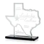 Trophée Texas en cristal Starfire sur socle noir