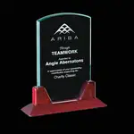 Trophée Thornton en verre jade sur socle couleur bois de rose