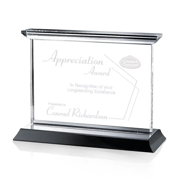 Tobermory Horizontal Optical Crystal Award on Black Base #5