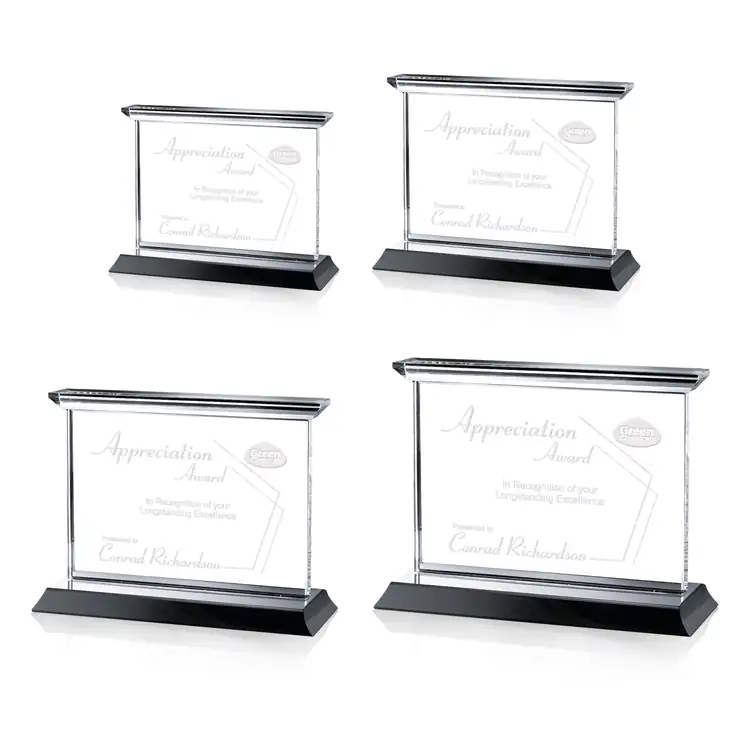 Tobermory Horizontal Optical Crystal Award on Black Base