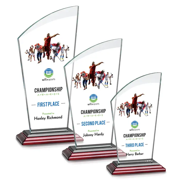 Tomkins Starfire Crystal Award on Rosewood Base - Multicolor