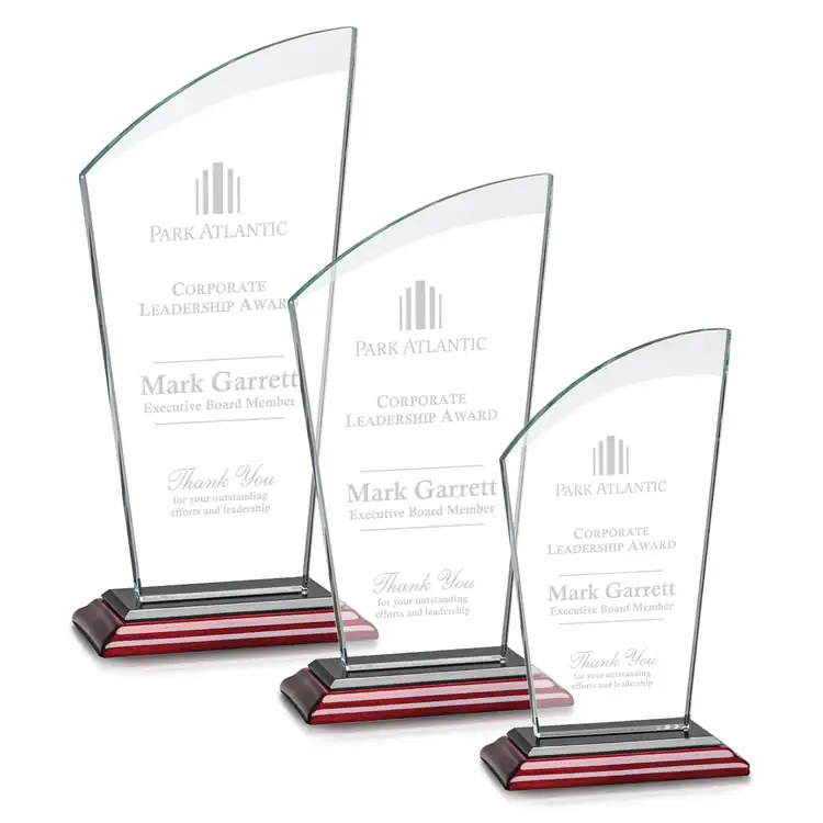 Tomkins Starfire Crystal Award on Rosewood Base