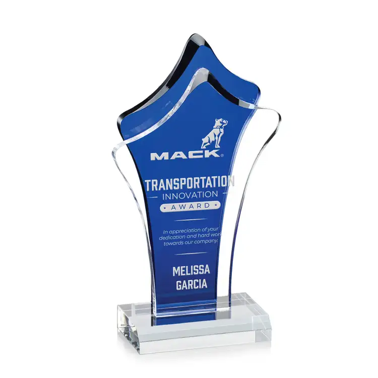 Tonga Blue and Clear Acrylic Award - Laser Engraved #3