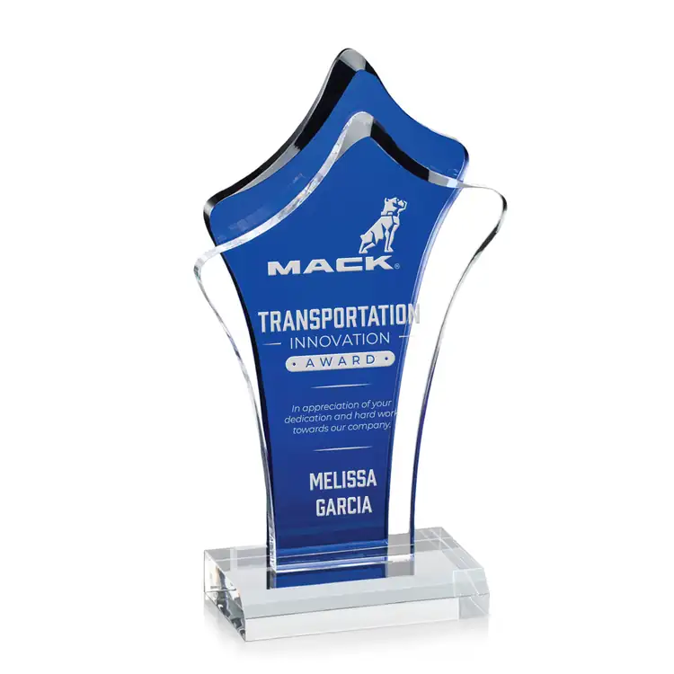 Tonga Blue and Clear Acrylic Award - Laser Engraved #4