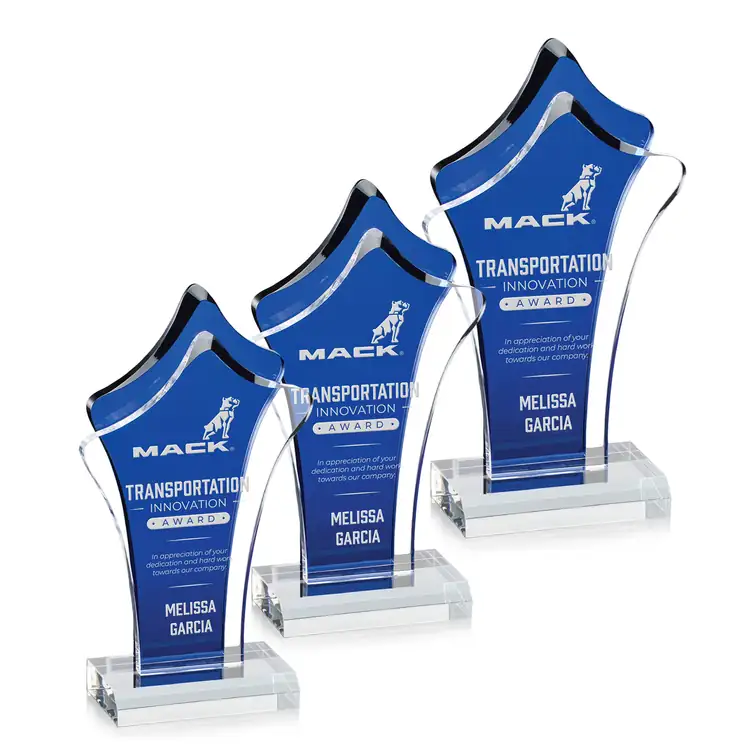 Tonga Blue and Clear Acrylic Award - Laser Engraved