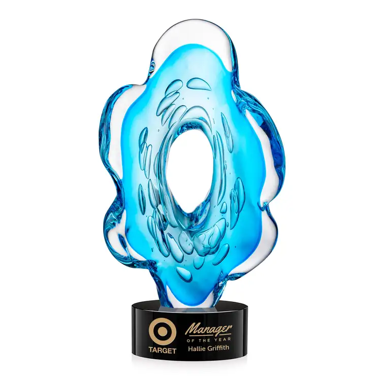 Trillium Art Glass Award on Marvel Base - Black or Blue - Laser Engraving #2