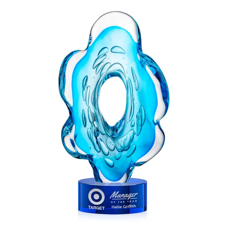 Trillium Art Glass Award on Marvel Base - Black or Blue - Laser Engraving #3