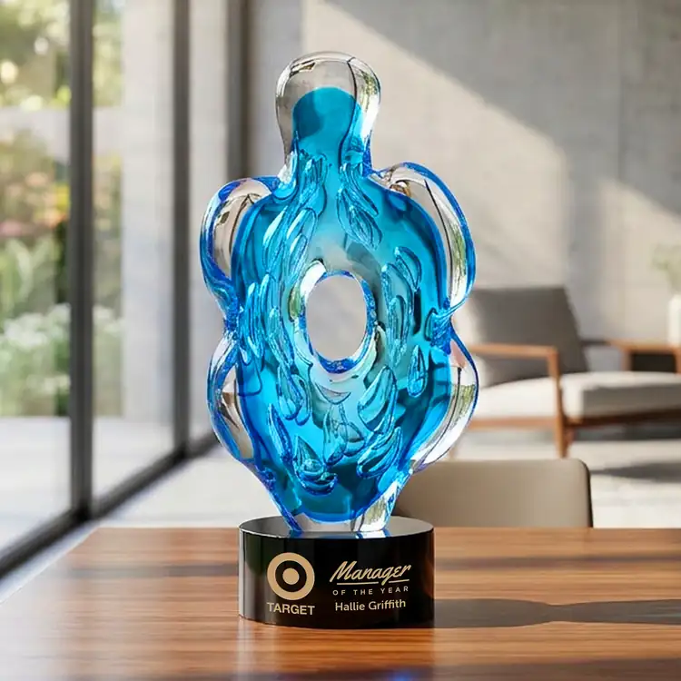 Trillium Art Glass Award on Marvel Base - Black or Blue - Laser Engraving #4