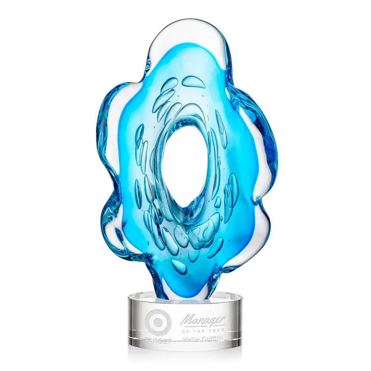 Trillium Art Glass Award on Marvel Base - Clear - Deep Etch #2