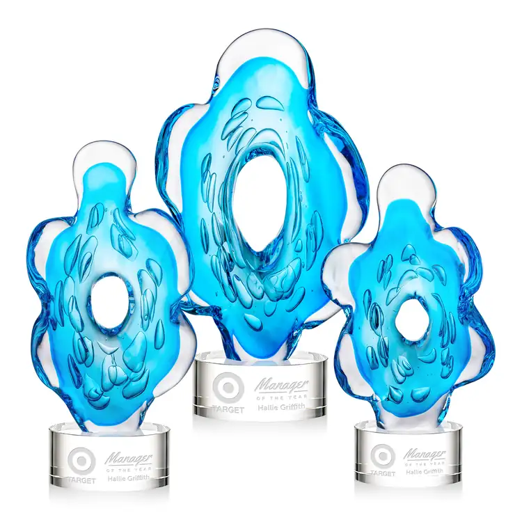 Trillium Art Glass Award on Marvel Base - Clear - Deep Etch