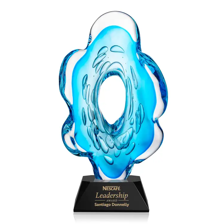 Trillium Art Glass Award on Sheffield Base - Black or Blue - Laser Engraving #2