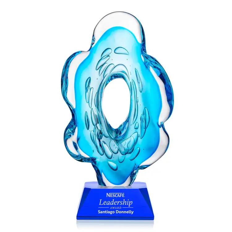 Trillium Art Glass Award on Sheffield Base - Black or Blue - Laser Engraving #3