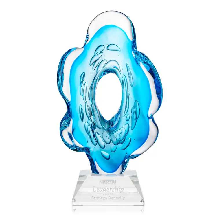 Trillium Art Glass Award on Sheffield Base - Clear - Deep Etch #2