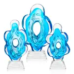 Trophée Trillium en verre d’art sur socle Sheffield transparent - Gravure
