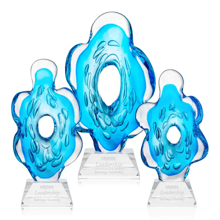 Trillium Art Glass Award on Sheffield Base - Clear - Deep Etch